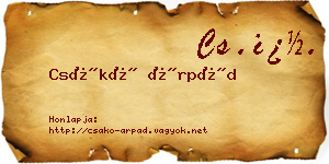 Csákó Árpád névjegykártya